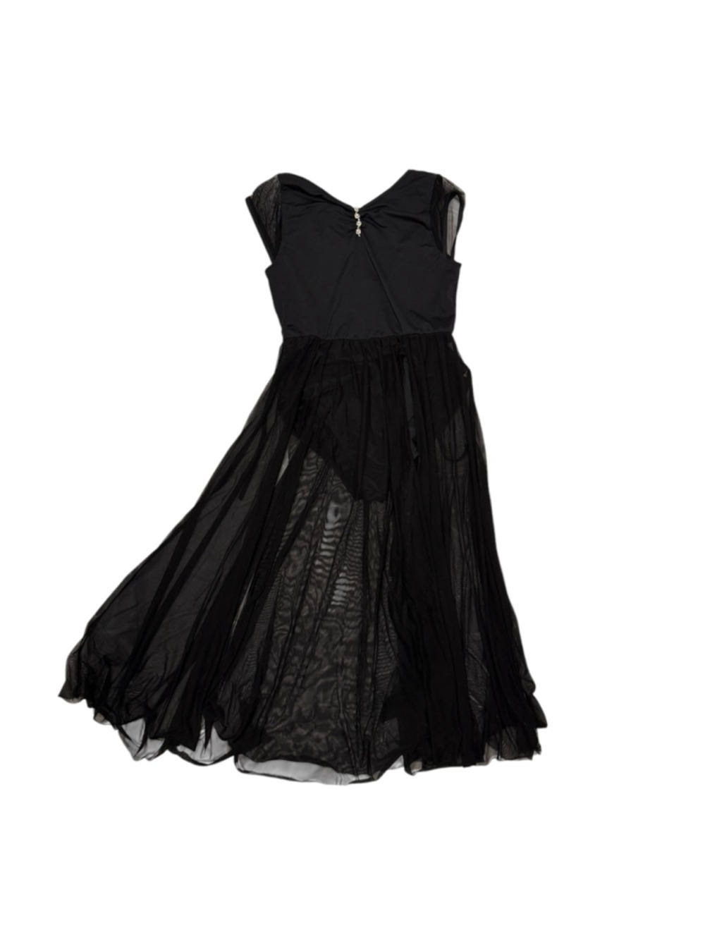 ODASDO NWT Black Lyrical Contemporary Dance Dress Leotard Mesh Maxi Skirt Size L - Picture 3 of 7